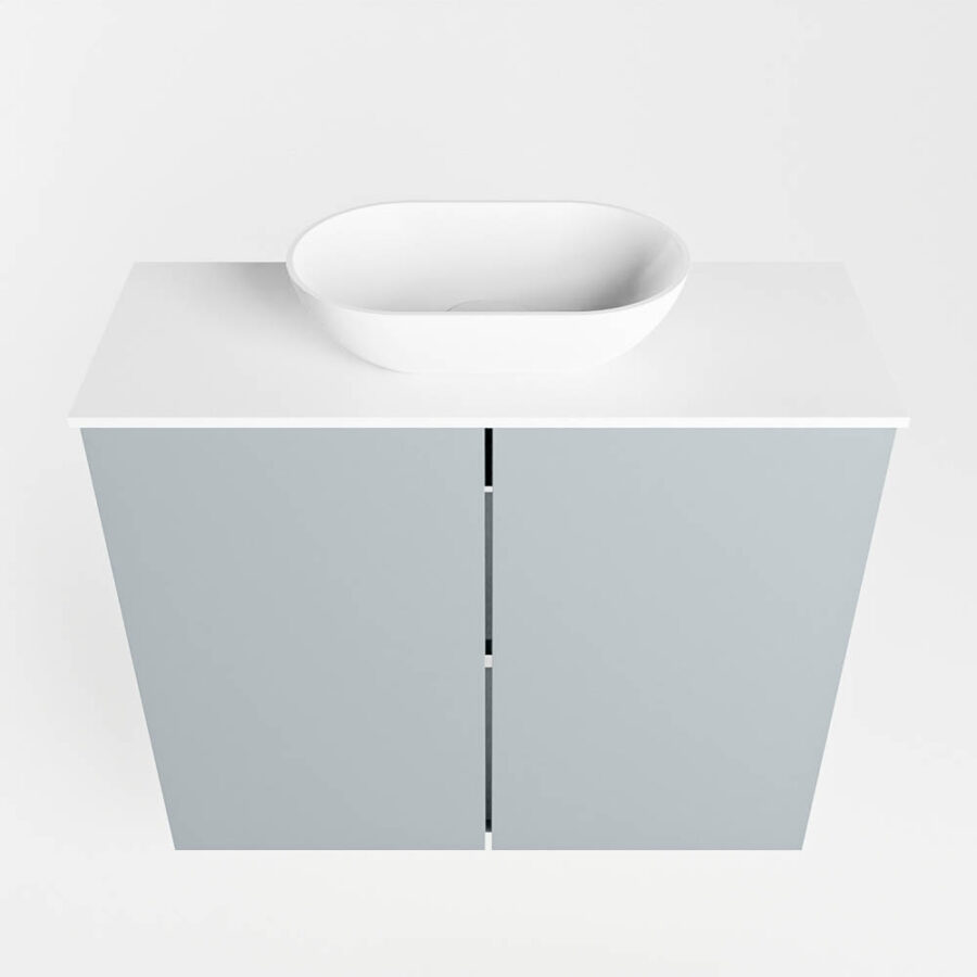 MONDIAZ FOWY toiletmeubel 60cm kleur clay. Waskom positie midden kleur talc | talc. Zonder kraangat - Afbeelding 5