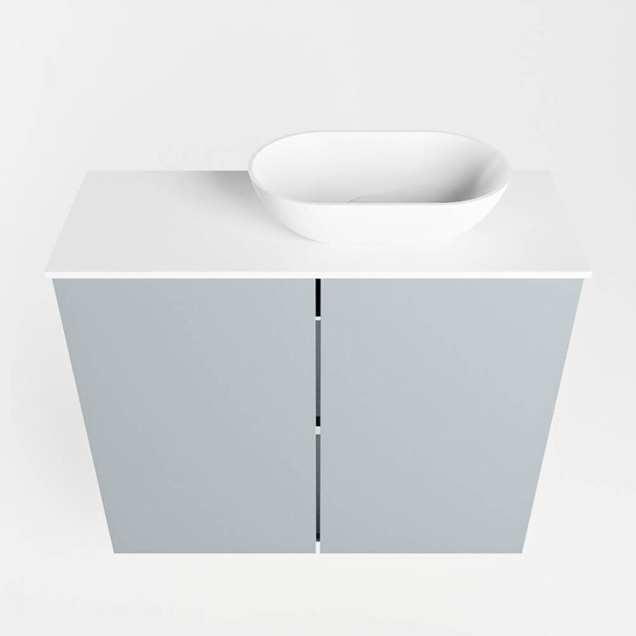 MONDIAZ FOWY toiletmeubel 60cm kleur clay. Waskom positie rechts kleur talc | talc. Zonder kraangat - Afbeelding 5