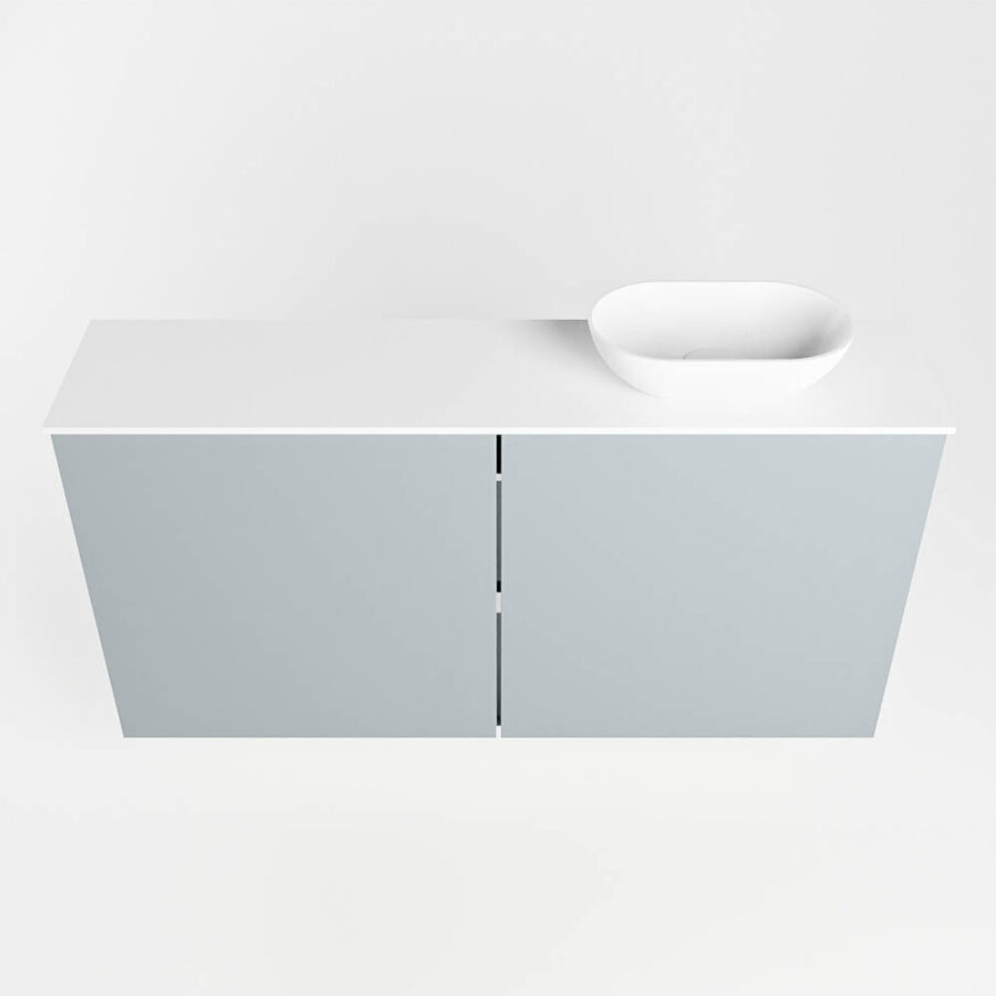 MONDIAZ FOWY toiletmeubel 100cm kleur clay. Waskom positie rechts kleur talc | talc. Zonder kraangat - Afbeelding 5