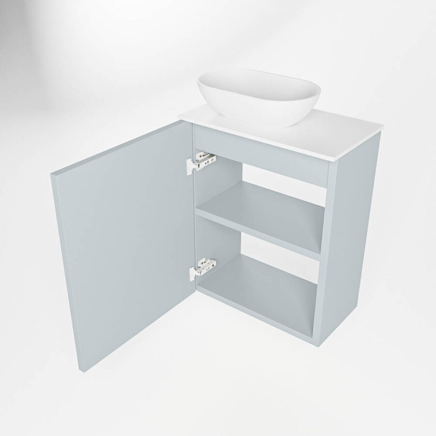 MONDIAZ FOWY toiletmeubel 40cm kleur clay. Waskom positie links kleur talc | talc. Met 1 kraangat - Afbeelding 6
