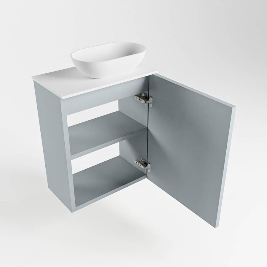MONDIAZ FOWY toiletmeubel 40cm kleur clay. Waskom positie rechts kleur talc | talc. Met 1 kraangat - Afbeelding 6