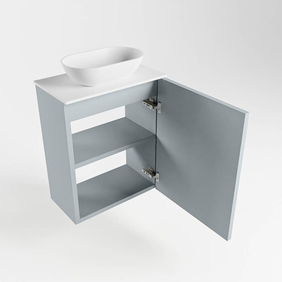 MONDIAZ FOWY toiletmeubel 40cm kleur clay. Waskom positie midden kleur talc | talc. Zonder kraangat - Afbeelding 6