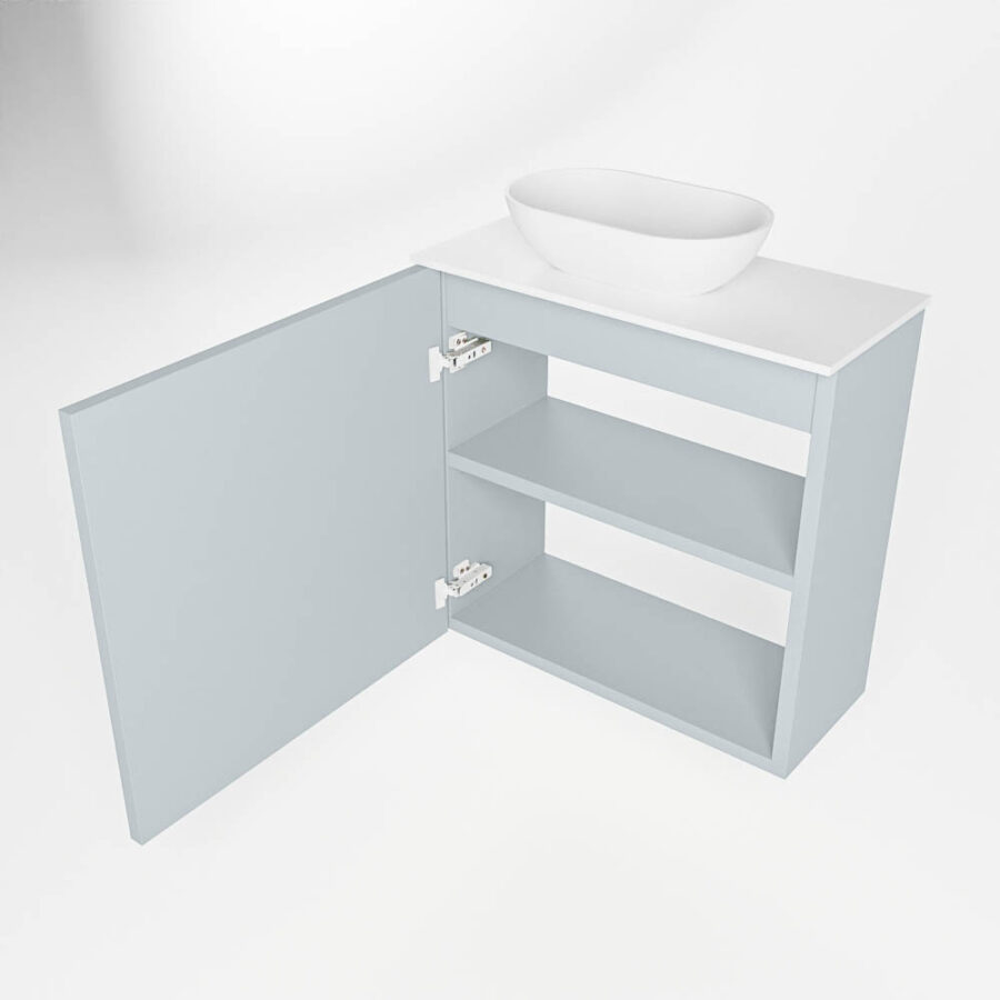 MONDIAZ FOWY toiletmeubel 50cm kleur clay. Waskom positie links kleur talc | talc. Met 1 kraangat - Afbeelding 6