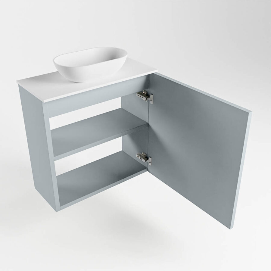 MONDIAZ FOWY toiletmeubel 50cm kleur clay. Waskom positie midden kleur talc | talc. Zonder kraangat - Afbeelding 6