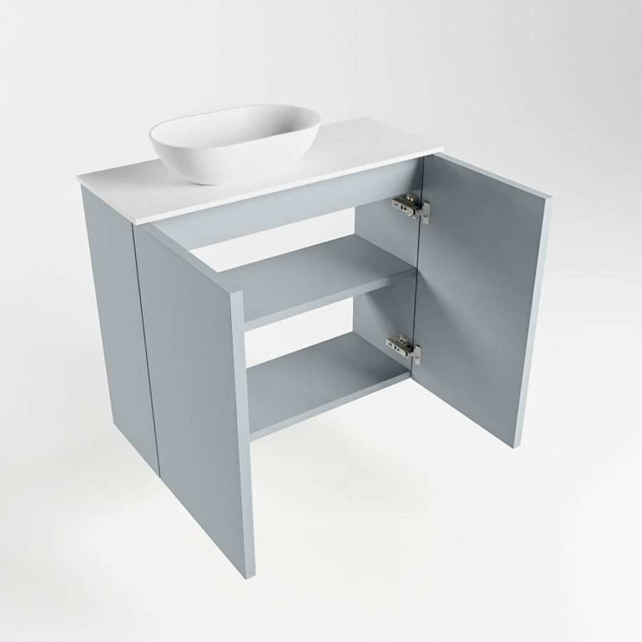 MONDIAZ FOWY toiletmeubel 60cm kleur clay. Waskom positie links kleur talc | talc. Met 1 kraangat - Afbeelding 6