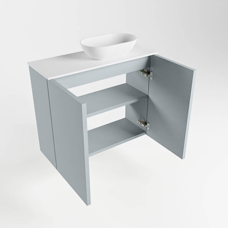 MONDIAZ FOWY toiletmeubel 60cm kleur clay. Waskom positie rechts kleur talc | talc. Zonder kraangat - Afbeelding 6