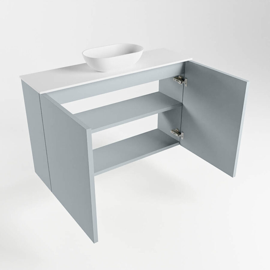 MONDIAZ FOWY toiletmeubel 80cm kleur clay. Waskom positie midden kleur talc | talc. Zonder kraangat - Afbeelding 6