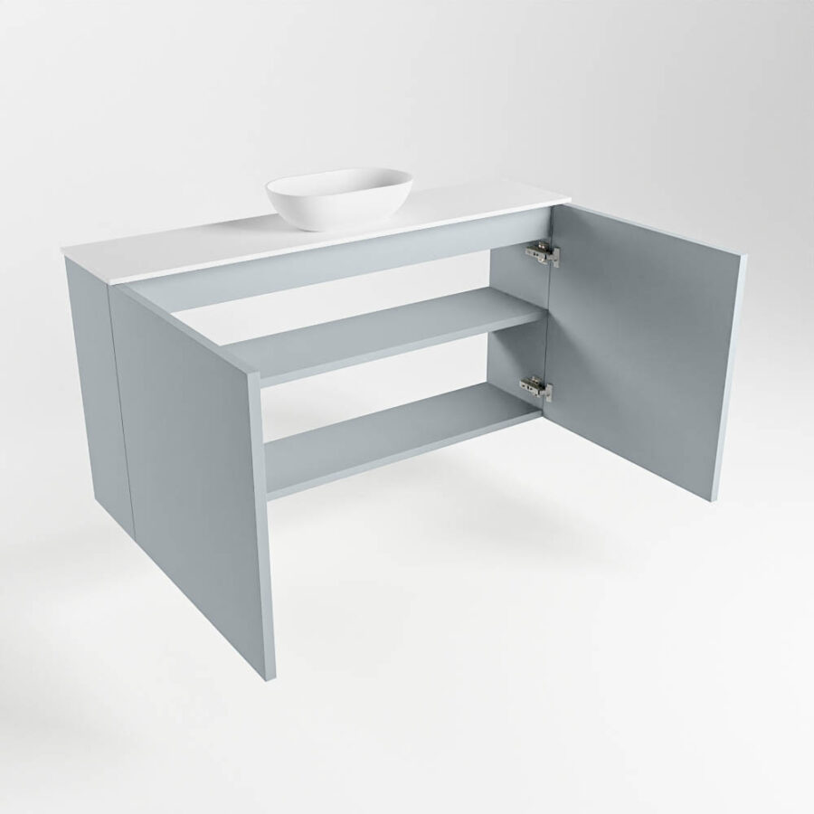 MONDIAZ FOWY toiletmeubel 100cm kleur clay. Waskom positie midden kleur talc | talc. Zonder kraangat - Afbeelding 6