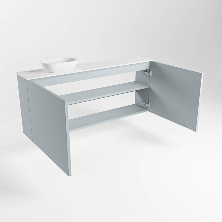 MONDIAZ FOWY toiletmeubel 120cm kleur clay. Waskom positie links kleur talc | talc. Zonder kraangat - Afbeelding 6