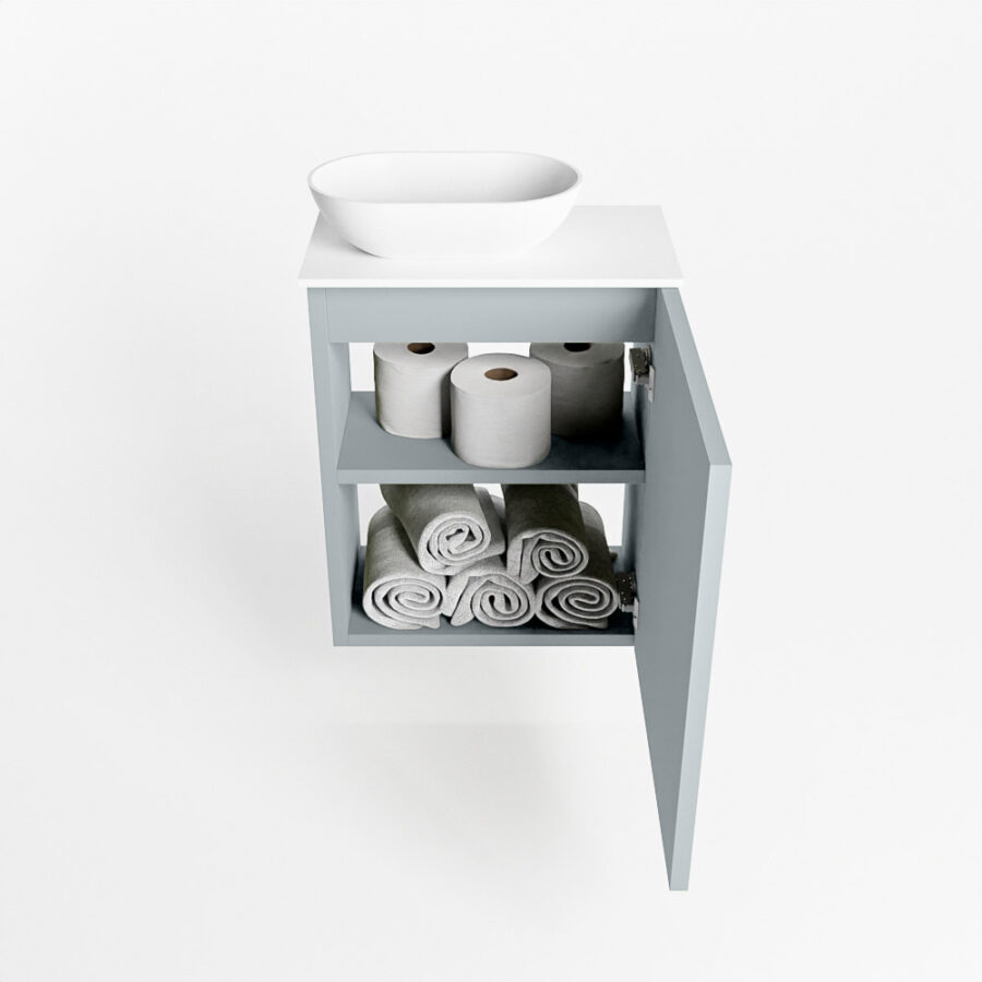 MONDIAZ FOWY toiletmeubel 40cm kleur clay. Waskom positie links kleur talc | talc. Met 1 kraangat - Afbeelding 8