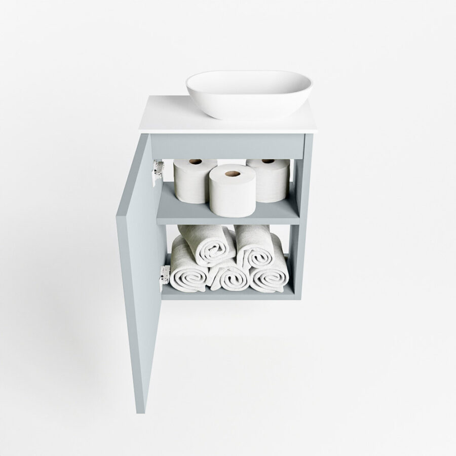 MONDIAZ FOWY toiletmeubel 40cm kleur clay. Waskom positie rechts kleur talc | talc. Met 1 kraangat - Afbeelding 8