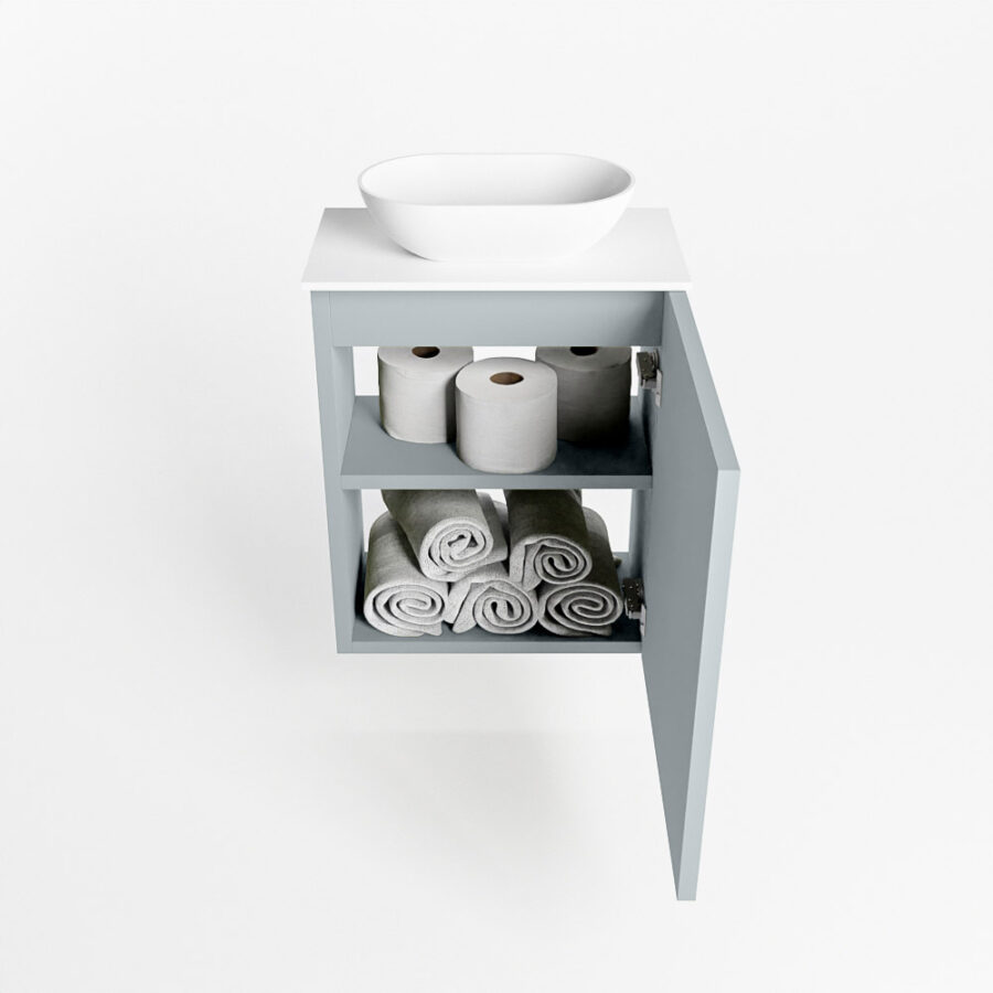 MONDIAZ FOWY toiletmeubel 40cm kleur clay. Waskom positie midden kleur talc | talc. Zonder kraangat - Afbeelding 8