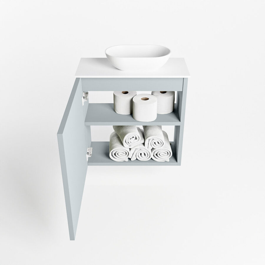 MONDIAZ FOWY toiletmeubel 50cm kleur clay. Waskom positie rechts kleur talc | talc. Met 1 kraangat - Afbeelding 8