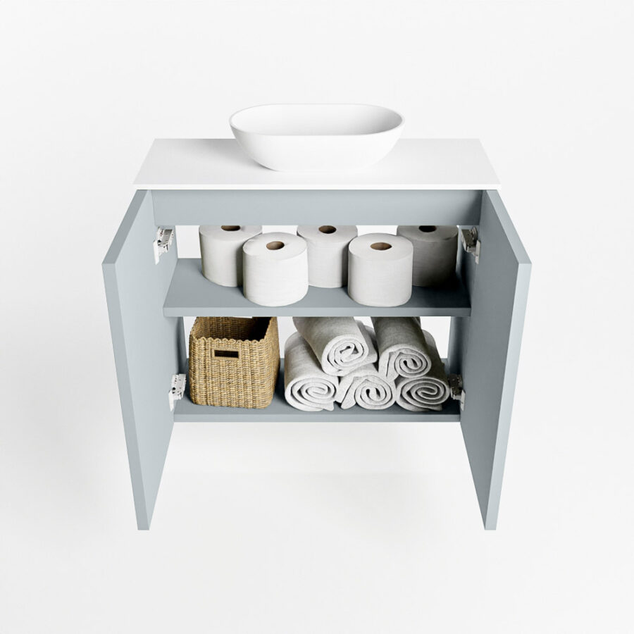 MONDIAZ FOWY toiletmeubel 60cm kleur clay. Waskom positie midden kleur talc | talc. Met 1 kraangat - Afbeelding 8