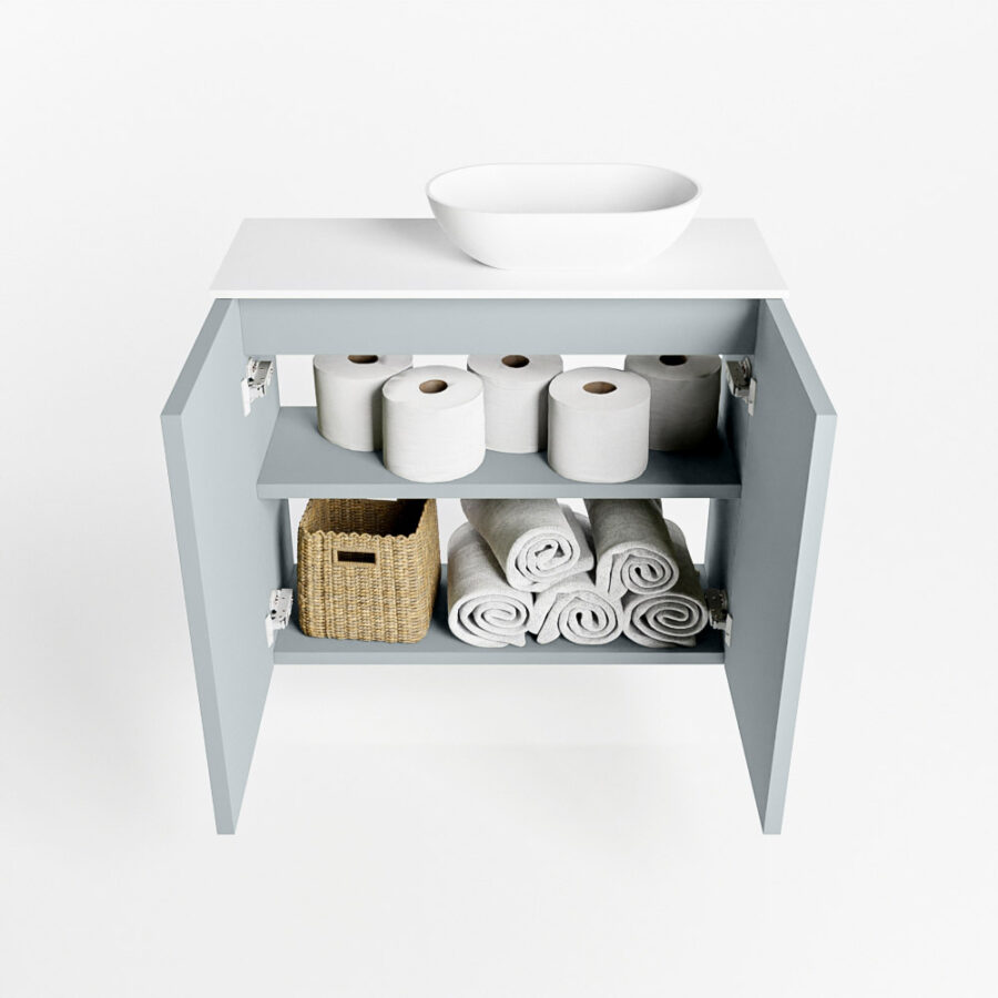 MONDIAZ FOWY toiletmeubel 60cm kleur clay. Waskom positie rechts kleur talc | talc. Met 1 kraangat - Afbeelding 8