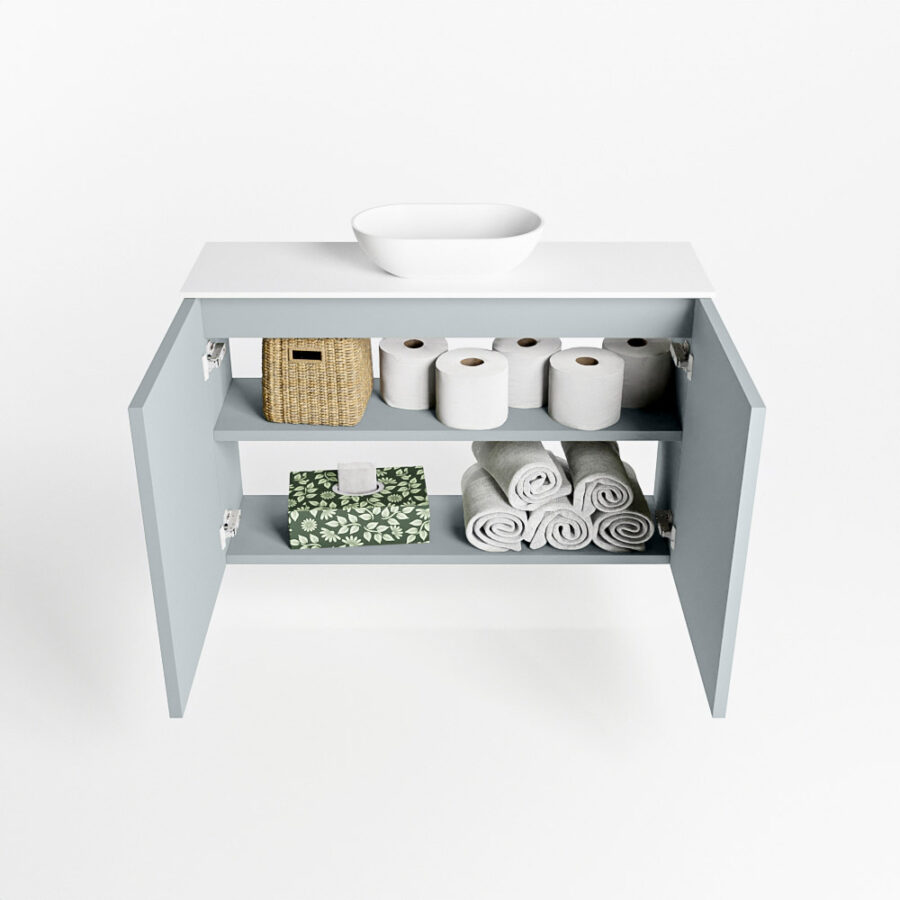 MONDIAZ FOWY toiletmeubel 80cm kleur clay. Waskom positie midden kleur talc | talc. Met 1 kraangat - Afbeelding 8