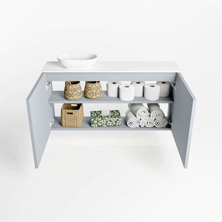MONDIAZ FOWY toiletmeubel 100cm kleur clay. Waskom positie links kleur talc | talc. Met 1 kraangat - Afbeelding 8