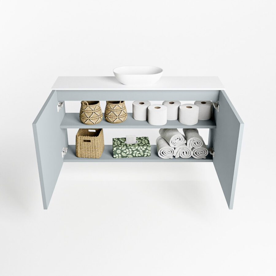MONDIAZ FOWY toiletmeubel 100cm kleur clay. Waskom positie midden kleur talc | talc. Zonder kraangat - Afbeelding 8