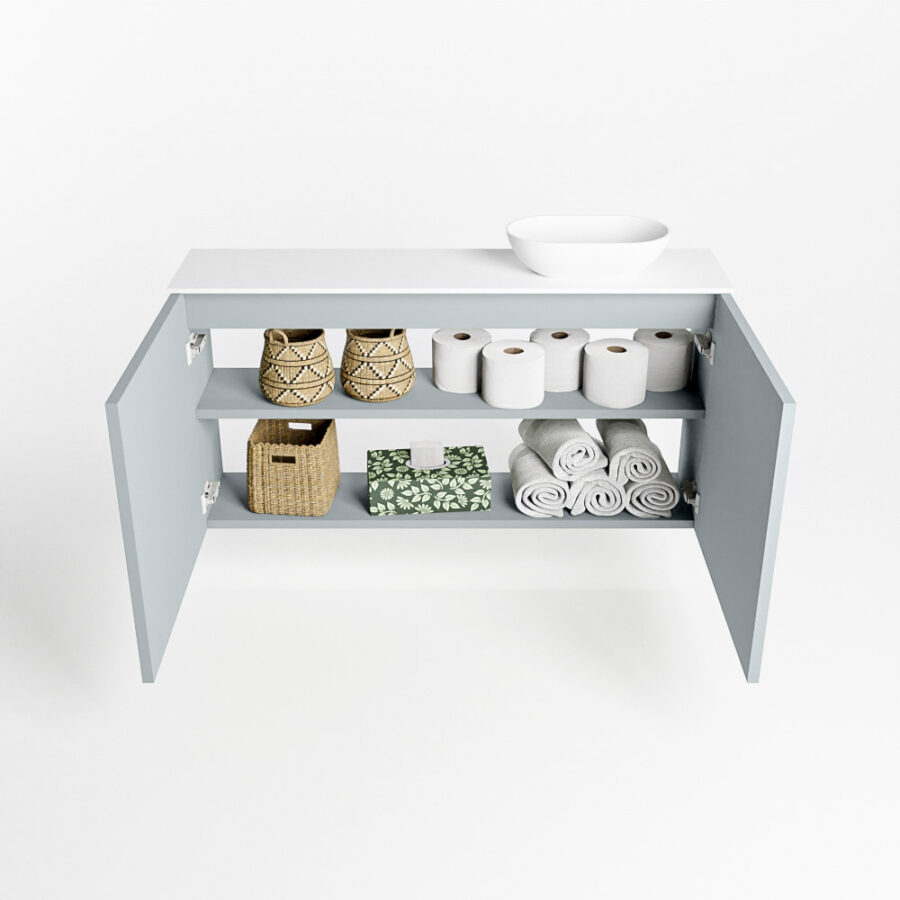 MONDIAZ FOWY toiletmeubel 100cm kleur clay. Waskom positie rechts kleur talc | talc. Zonder kraangat - Afbeelding 8