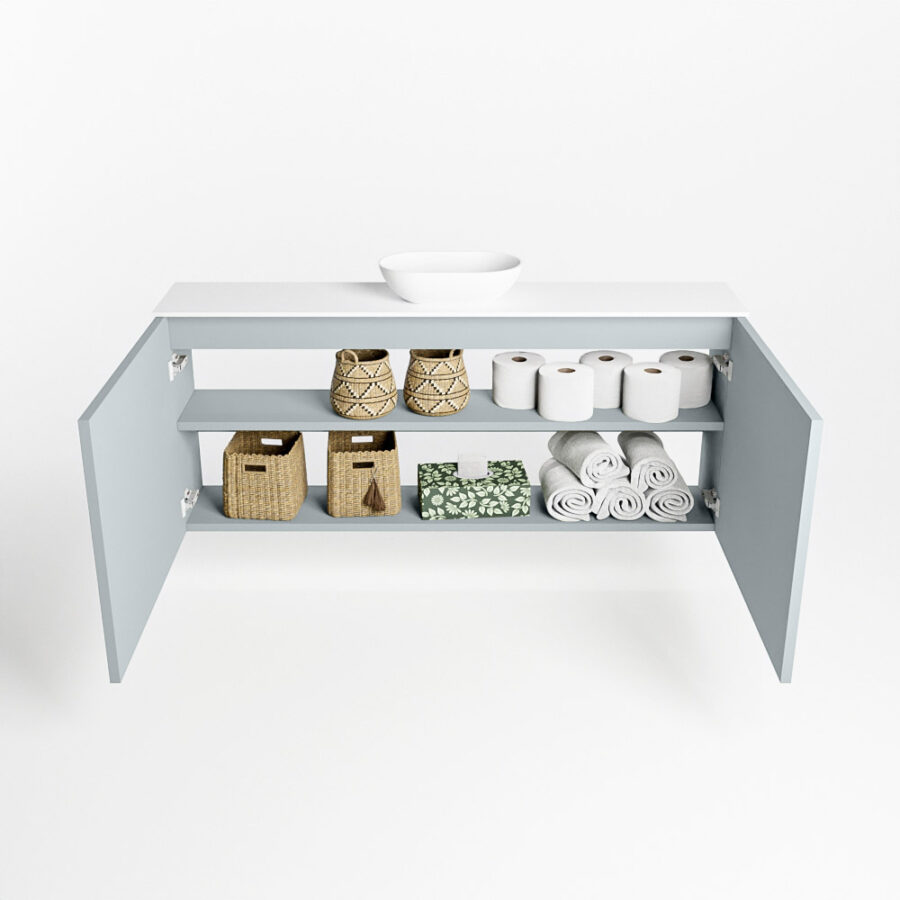 MONDIAZ FOWY toiletmeubel 120cm kleur clay. Waskom positie midden kleur talc | talc. Zonder kraangat - Afbeelding 8