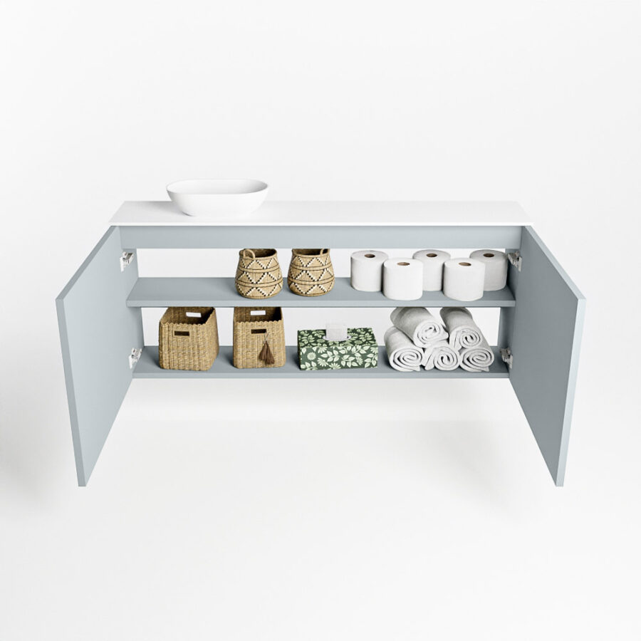 MONDIAZ FOWY toiletmeubel 120cm kleur clay. Waskom positie links kleur talc | talc. Zonder kraangat - Afbeelding 8