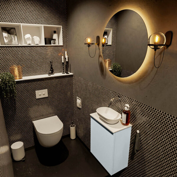 MONDIAZ FOWY toiletmeubel 40cm kleur clay. Waskom positie midden kleur talc | talc. Zonder kraangat