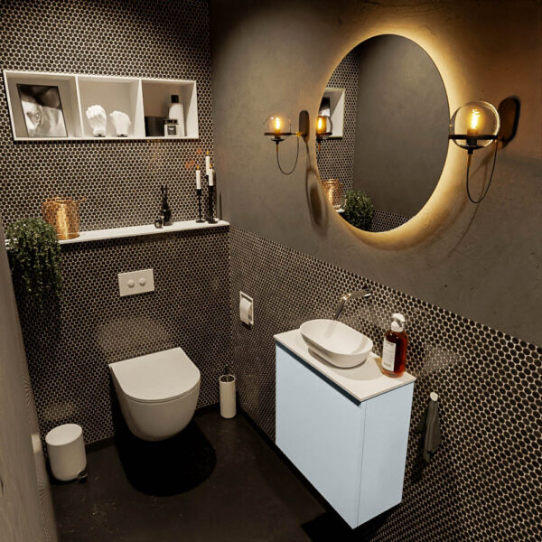 MONDIAZ FOWY toiletmeubel 50cm kleur clay. Waskom positie midden kleur talc | talc. Zonder kraangat