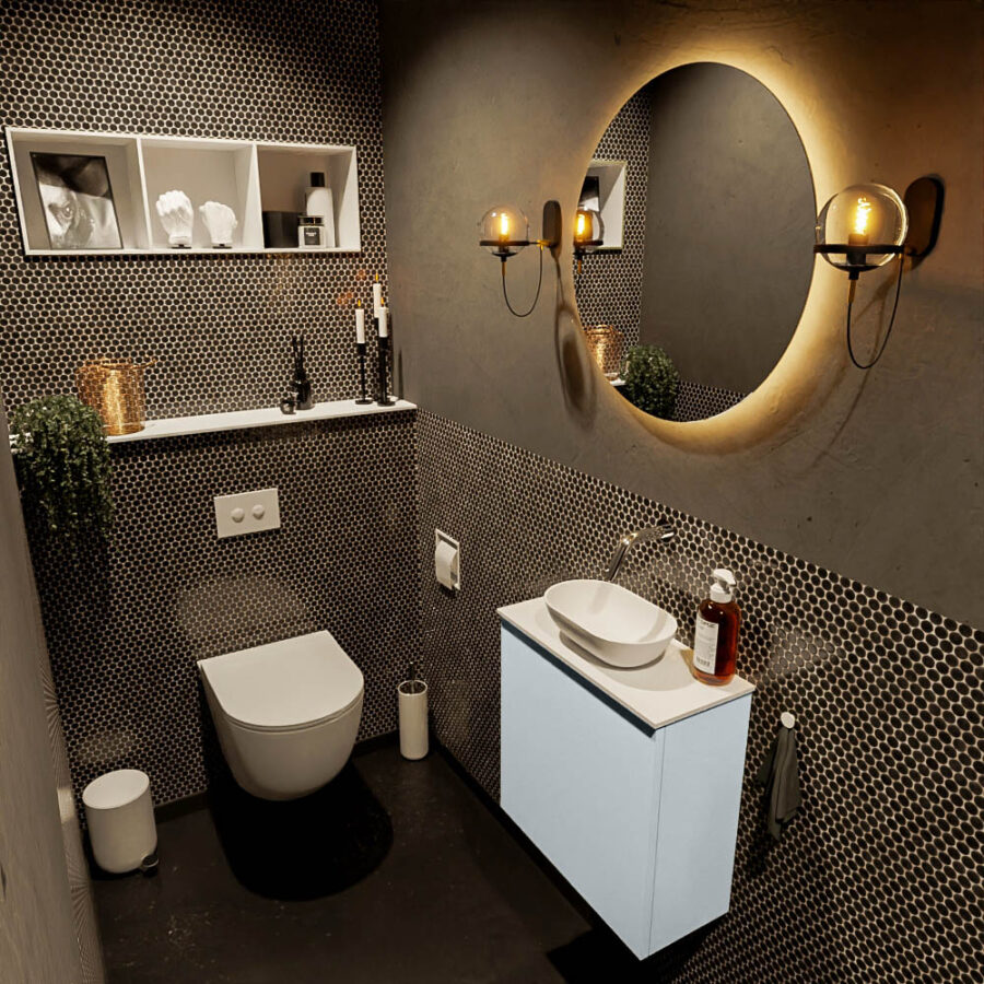 MONDIAZ FOWY toiletmeubel 50cm kleur clay. Waskom positie midden kleur talc | talc. Zonder kraangat