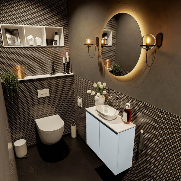 MONDIAZ FOWY toiletmeubel 60cm kleur clay. Waskom positie midden kleur talc | talc. Zonder kraangat