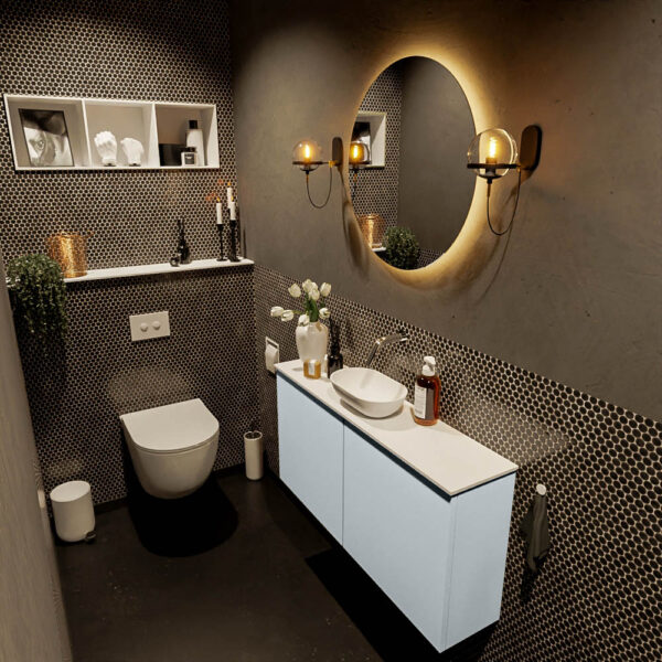 MONDIAZ FOWY toiletmeubel 100cm kleur clay. Waskom positie midden kleur talc | talc. Zonder kraangat