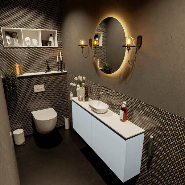 MONDIAZ FOWY toiletmeubel 120cm kleur clay. Waskom positie midden kleur talc | talc. Zonder kraangat
