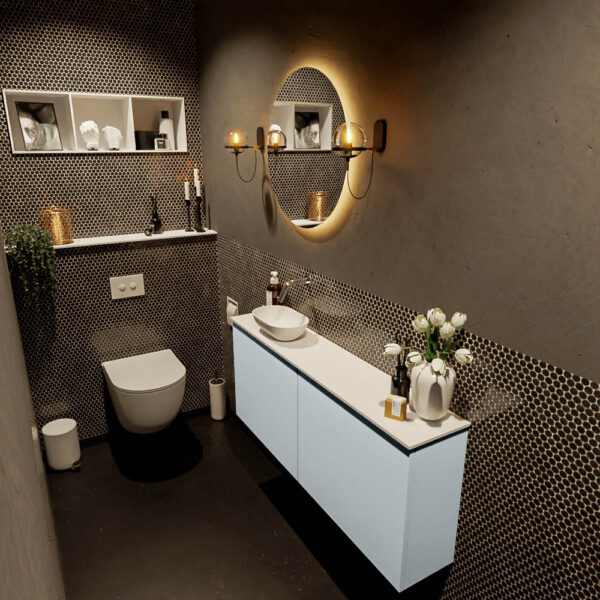 MONDIAZ FOWY toiletmeubel 120cm kleur clay. Waskom positie links kleur talc | talc. Zonder kraangat