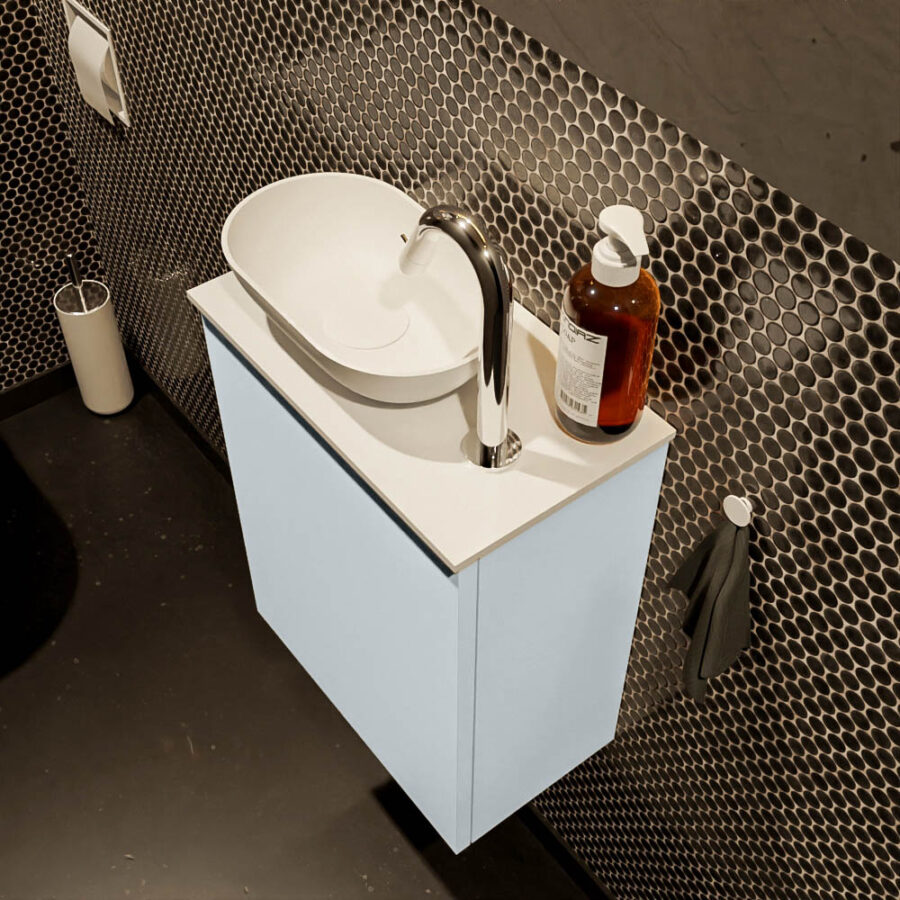 MONDIAZ FOWY toiletmeubel 40cm kleur clay. Waskom positie links kleur talc | talc. Met 1 kraangat - Afbeelding 3