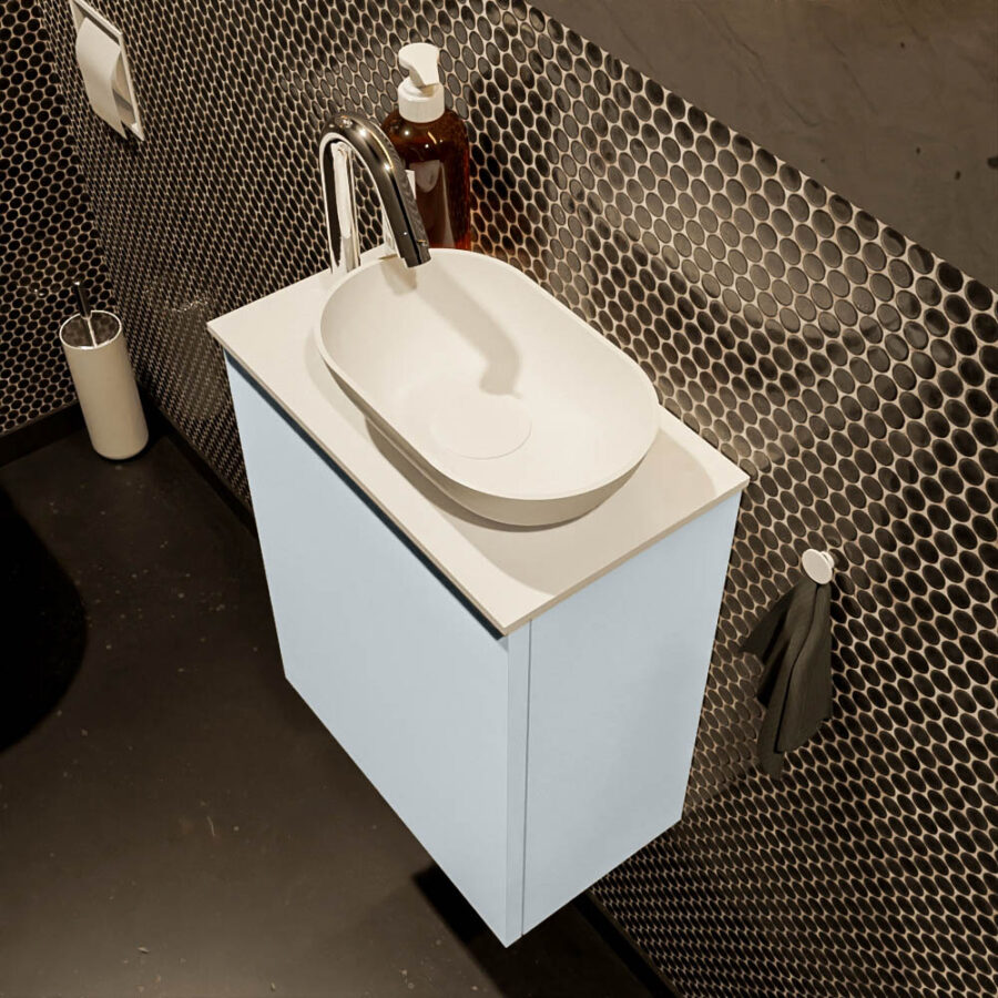 MONDIAZ FOWY toiletmeubel 40cm kleur clay. Waskom positie rechts kleur talc | talc. Met 1 kraangat - Afbeelding 3