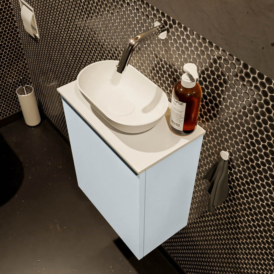 MONDIAZ FOWY toiletmeubel 40cm kleur clay. Waskom positie midden kleur talc | talc. Zonder kraangat - Afbeelding 3
