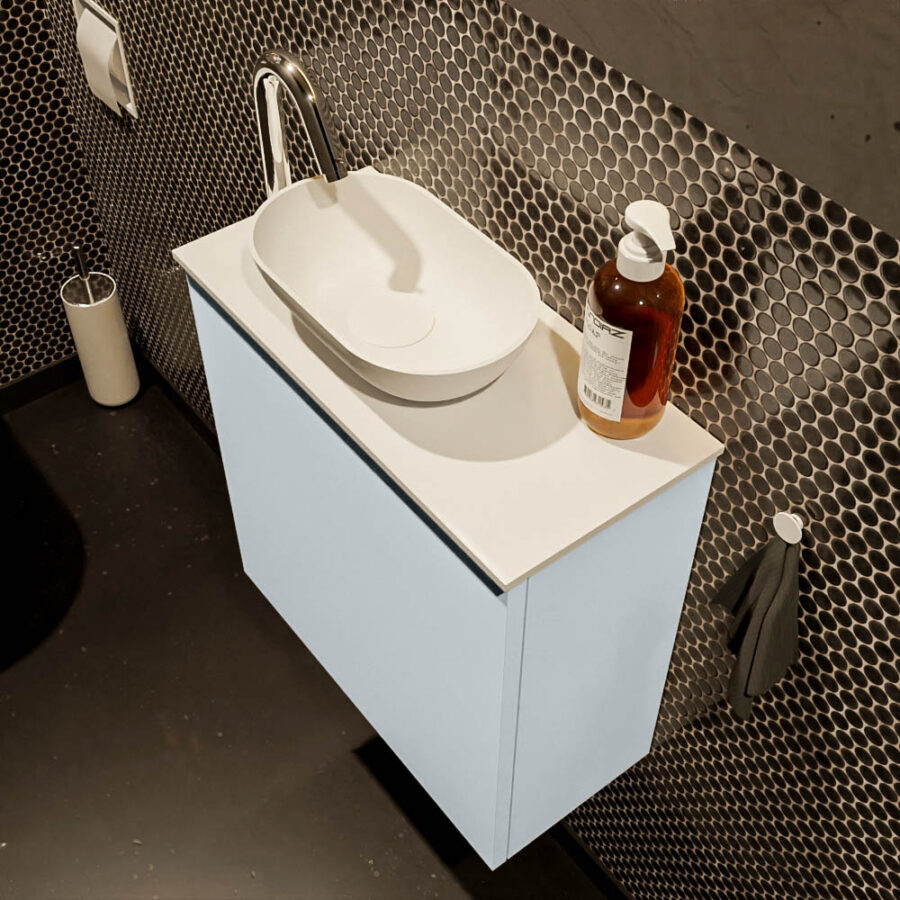 MONDIAZ FOWY toiletmeubel 50cm kleur clay. Waskom positie links kleur talc | talc. Met 1 kraangat - Afbeelding 3