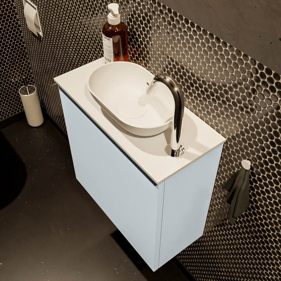 MONDIAZ FOWY toiletmeubel 50cm kleur clay. Waskom positie rechts kleur talc | talc. Met 1 kraangat - Afbeelding 3