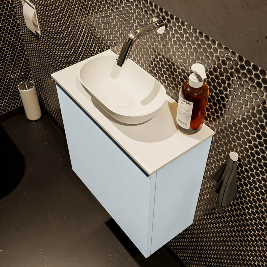 MONDIAZ FOWY toiletmeubel 50cm kleur clay. Waskom positie midden kleur talc | talc. Zonder kraangat - Afbeelding 3