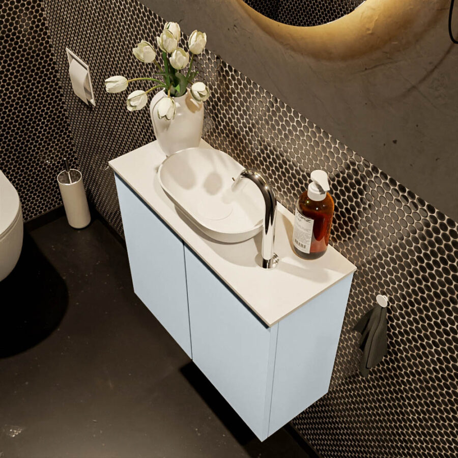 MONDIAZ FOWY toiletmeubel 60cm kleur clay. Waskom positie midden kleur talc | talc. Met 1 kraangat - Afbeelding 3