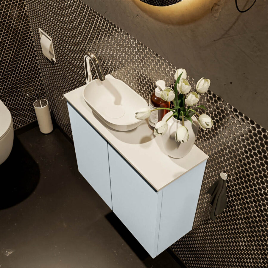 MONDIAZ FOWY toiletmeubel 60cm kleur clay. Waskom positie links kleur talc | talc. Met 1 kraangat - Afbeelding 3