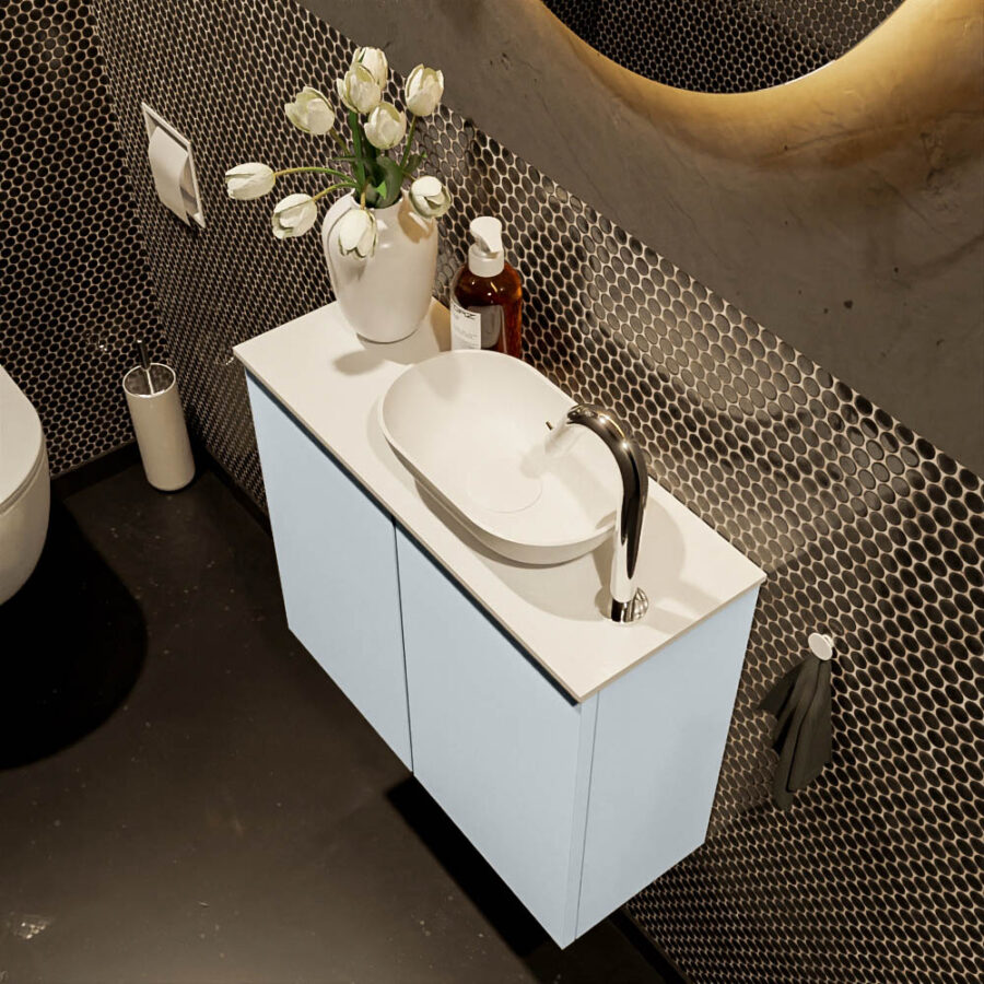 MONDIAZ FOWY toiletmeubel 60cm kleur clay. Waskom positie rechts kleur talc | talc. Met 1 kraangat - Afbeelding 3