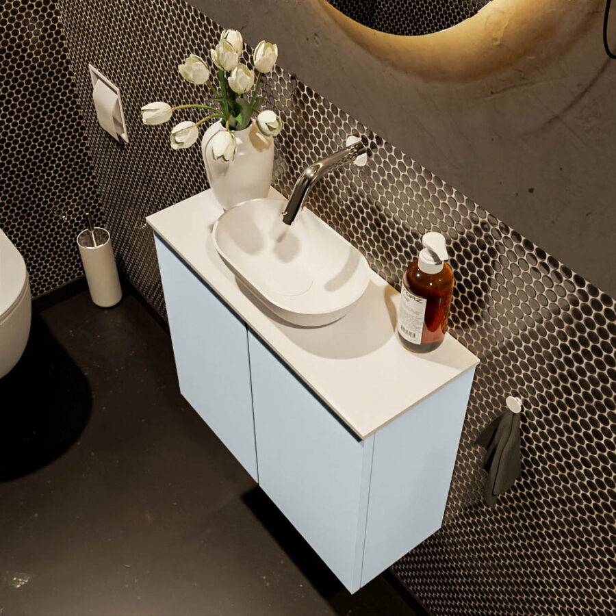 MONDIAZ FOWY toiletmeubel 60cm kleur clay. Waskom positie midden kleur talc | talc. Zonder kraangat - Afbeelding 3