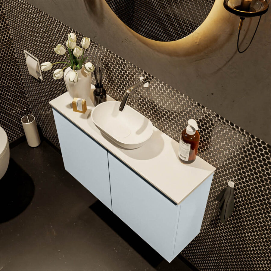 MONDIAZ FOWY toiletmeubel 80cm kleur clay. Waskom positie midden kleur talc | talc. Zonder kraangat - Afbeelding 3