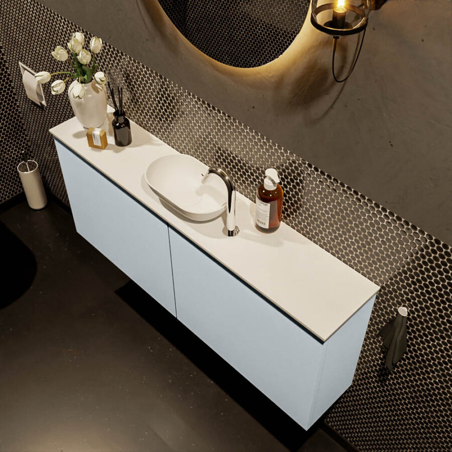 MONDIAZ FOWY toiletmeubel 120cm kleur clay. Waskom positie midden kleur talc | talc. Met 1 kraangat - Afbeelding 3