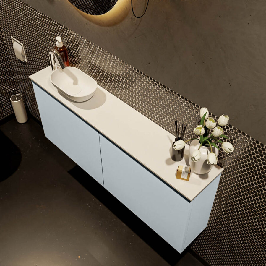MONDIAZ FOWY toiletmeubel 120cm kleur clay. Waskom positie links kleur talc | talc. Met 1 kraangat - Afbeelding 3