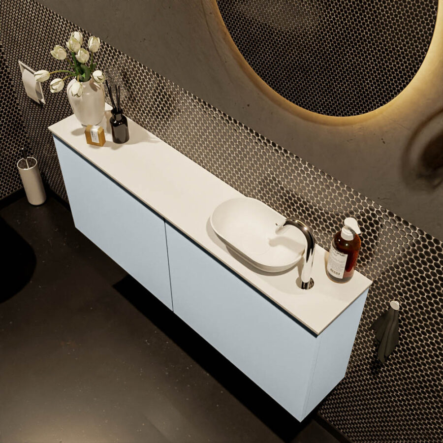 MONDIAZ FOWY toiletmeubel 120cm kleur clay. Waskom positie rechts kleur talc | talc. Met 1 kraangat - Afbeelding 3