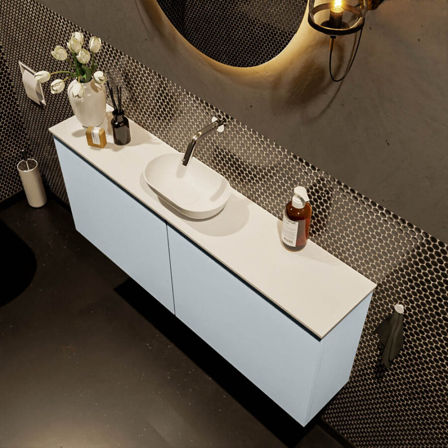 MONDIAZ FOWY toiletmeubel 120cm kleur clay. Waskom positie midden kleur talc | talc. Zonder kraangat - Afbeelding 3