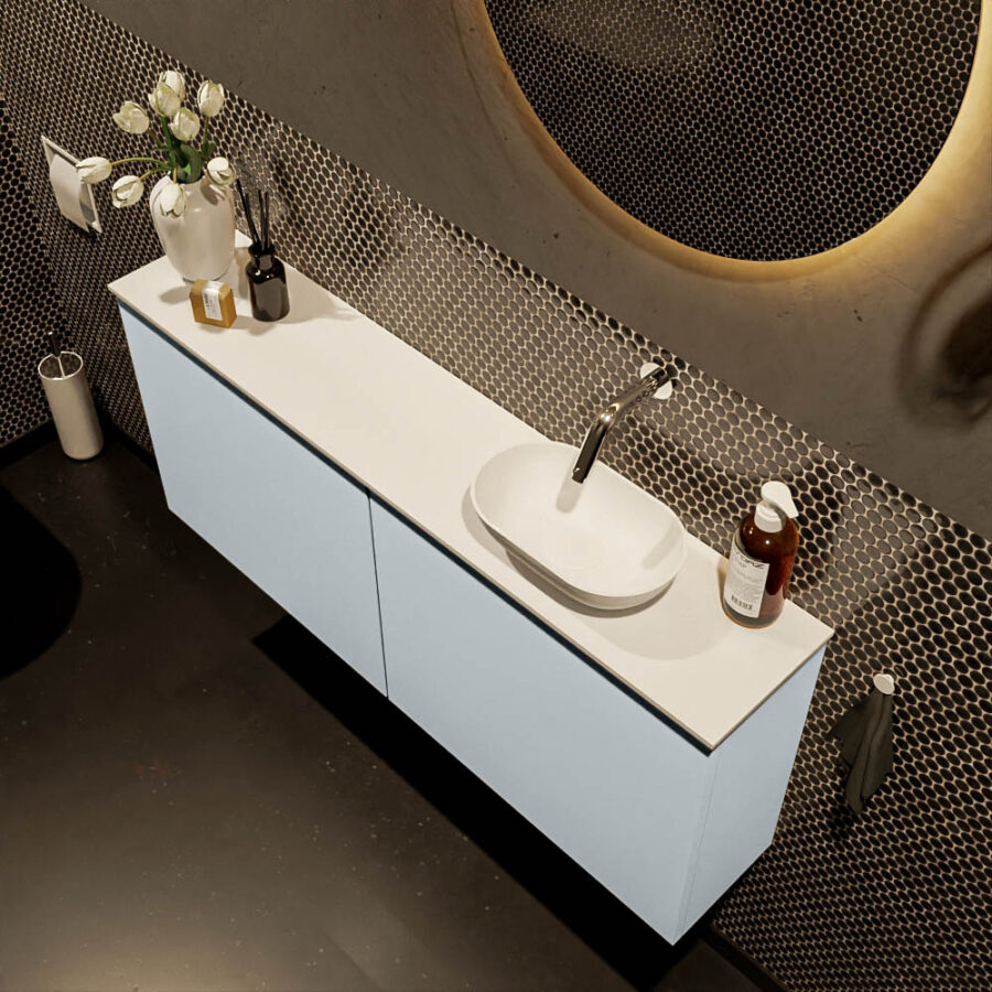 MONDIAZ FOWY toiletmeubel 120cm kleur clay. Waskom positie rechts kleur talc | talc. Zonder kraangat - Afbeelding 3