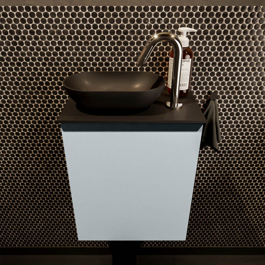 MONDIAZ FOWY toiletmeubel 40cm kleur clay. Waskom positie links kleur urban | urban. Met 1 kraangat - Afbeelding 2