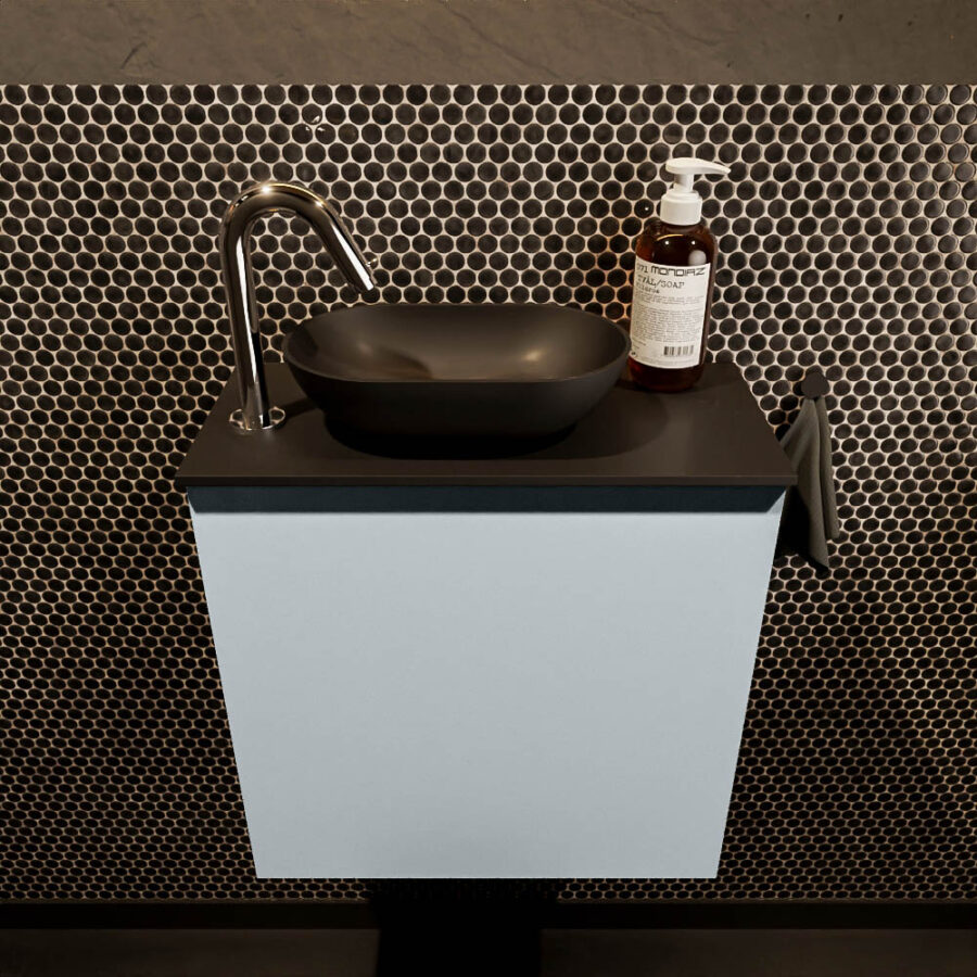 MONDIAZ FOWY toiletmeubel 50cm kleur clay. Waskom positie links kleur urban | urban. Met 1 kraangat - Afbeelding 2